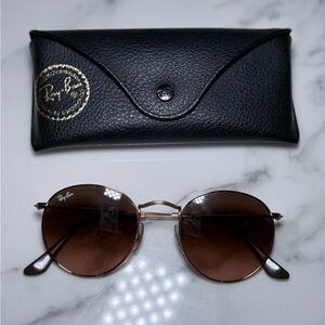 Ray-Ban Gold and Brown Sunglasses